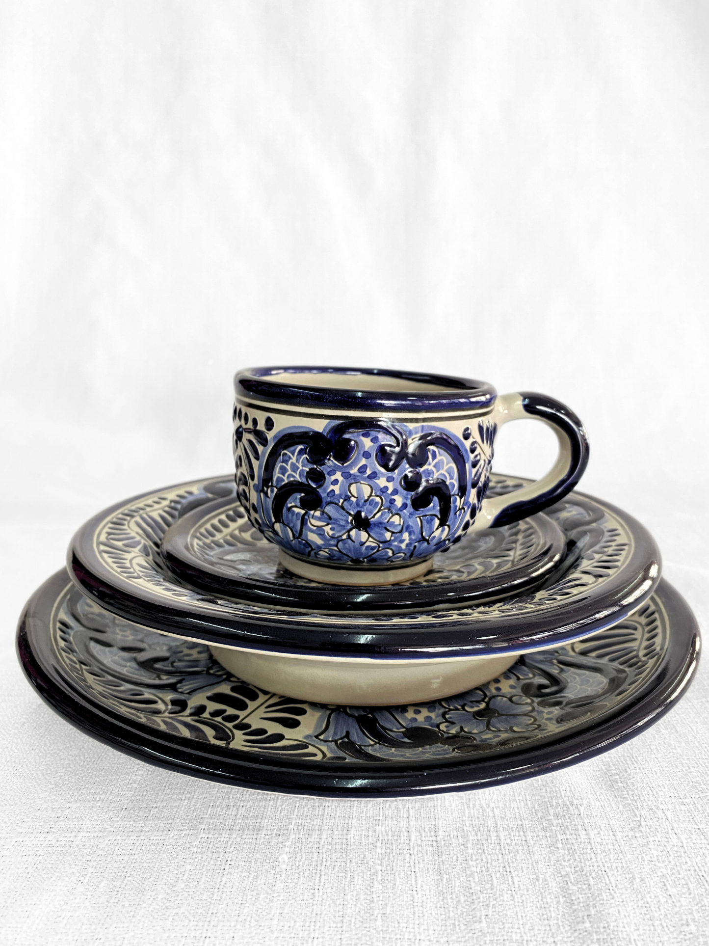 Vajilla Trébol Azul set 4 piezas